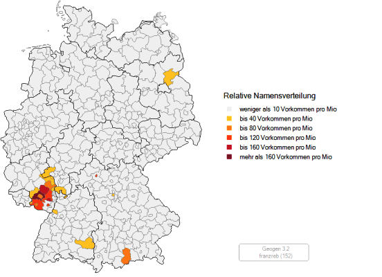 Franzreb Namensverteilung relativ